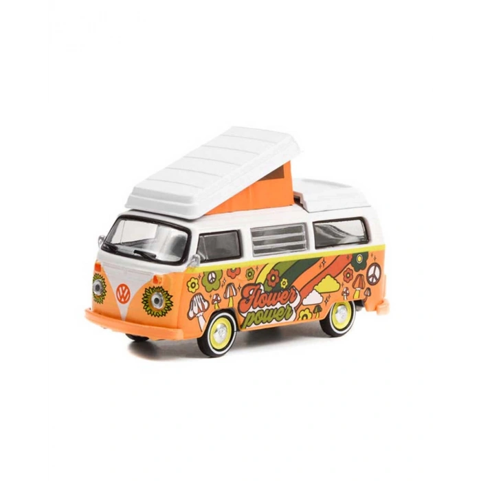 Greenlight 1:64 Club Vee-Dub Series 14- 1973 Volkswagen Type 2 Westfalia Campmobile – Flower Power