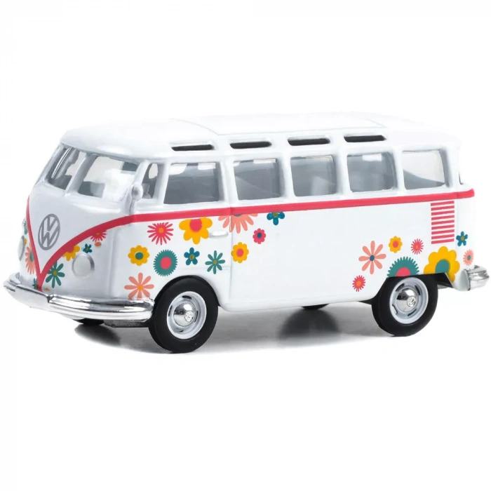 Greenlight 1/64 Club Vee-Dub Series 17 - 1964 Volkswagen Type 2 (T1) Samba Bus - Flower Power Solid Pack