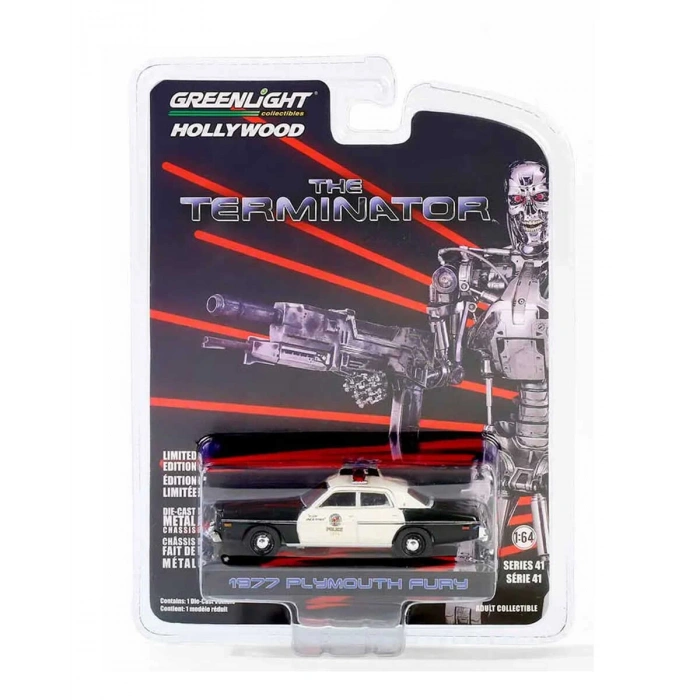 Greenlight 1/64 Hollywood Series 41- 1977 Plymouth Fury Metropolitan Police - The Terminator (1984)