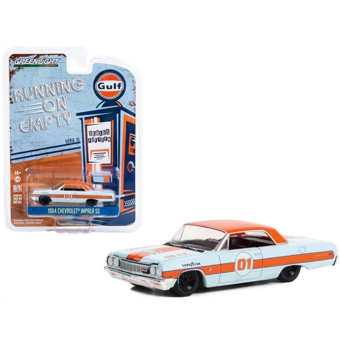 Greenlight 1:64 Running on Empty Series 15 Gulf Oil - 1964 Chevrolet Impala SS 41150-A