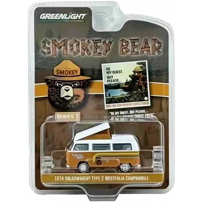 Greenlight 1/64 Smokey Bear Series 3- 1974 Volkswagen Type 2 T2 Westfalia Campmobile 38060-C