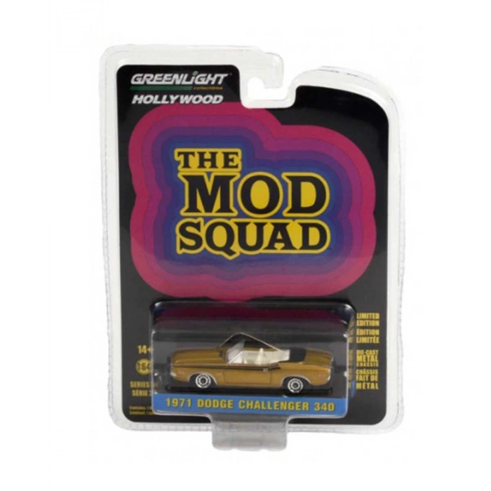 Greenlight Hollywood Series 34 1971 Dodge Challenger 340 Convertible in Gold - The Mod Squad (1968-73 TV Series)