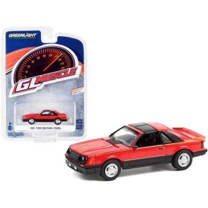 Greenlight Muscle Series 25•1981 Ford Mustang Cobra in Bright Red 13300-C