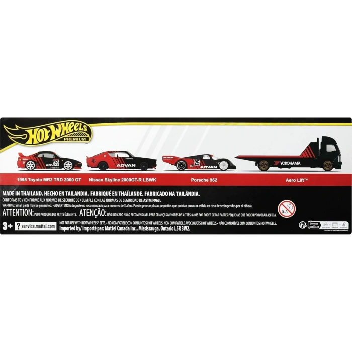Hot Wheels Premium Collector ADVAN Racing Display Sets, 3 Cars & 1 Transporter