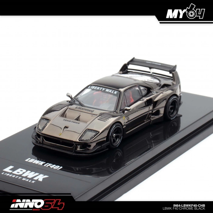 Inno 1/64 LBWK F40 Chrome Black (Chase Car Included) IN64-LBWKF40-CHB