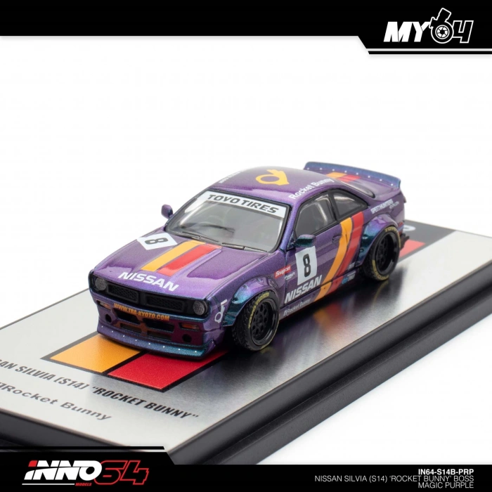 Inno 1/64 Nissan Silvia (S14) Boss ROCKET BUNNY Purple IN64-S14B-PRP