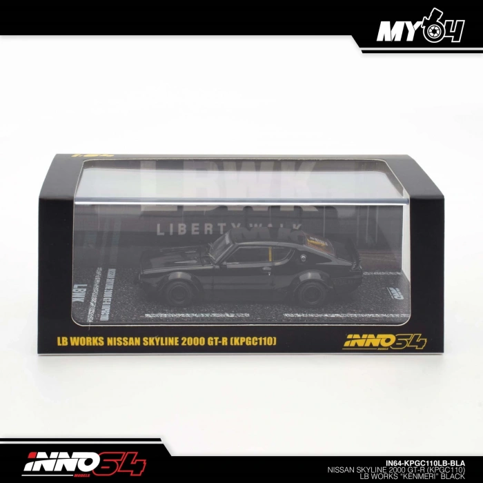 Inno 1/64 Nissan Skyline 2000 GT-R (KPGC110) LB Works Kenmeri Black