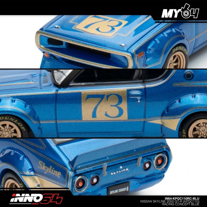 Inno 1/64 Nissan Skyline 2000 GT-R (KPGC110) Racing Concept Blue