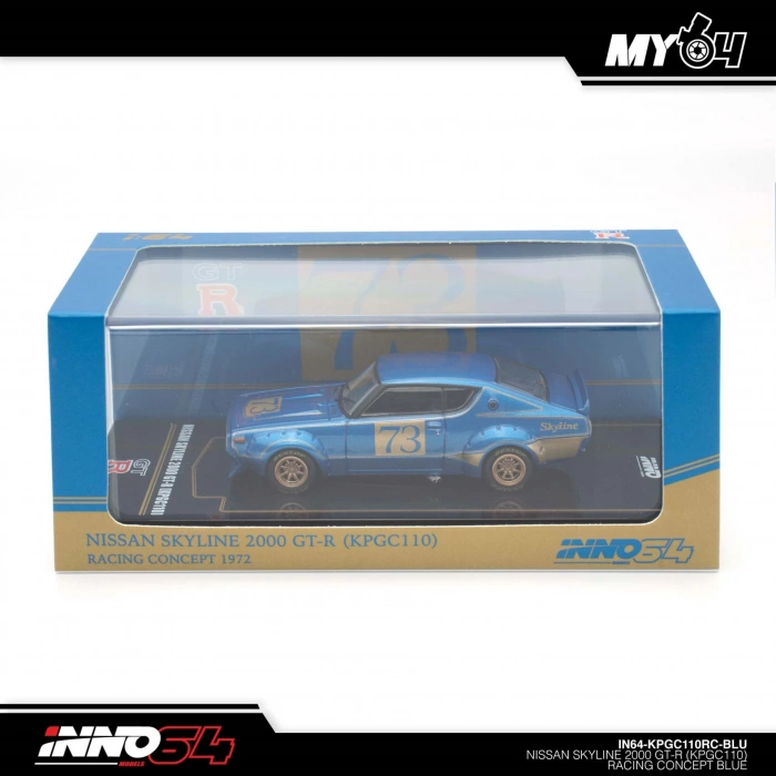 Inno 1/64 Nissan Skyline 2000 GT-R (KPGC110) Racing Concept Blue