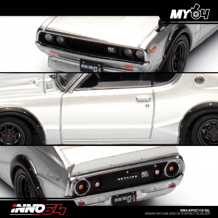 Inno 1/64 NISSAN SKYLINE 2000 GT-R (KPGC110) Silver IN64-KPGC110-SIL