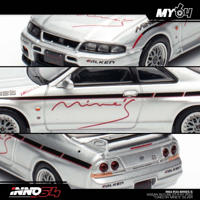 Inno 1/64 Nissan Skyline GT-R N1 (R33) Tuned by Mines Silver