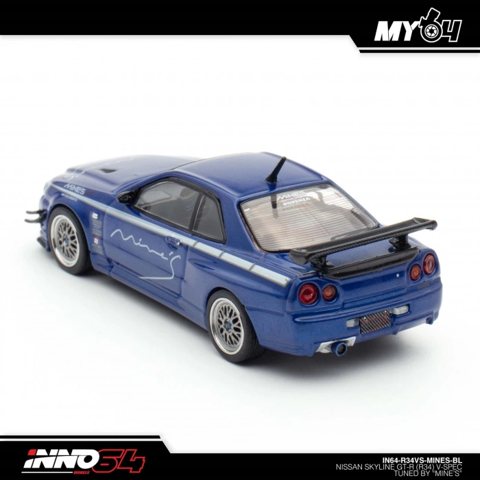 Inno 1/64 Nissan Skyline GT-R (R34) V-SPEC Tuned by MINES IN64-R34VS-MINES-BL