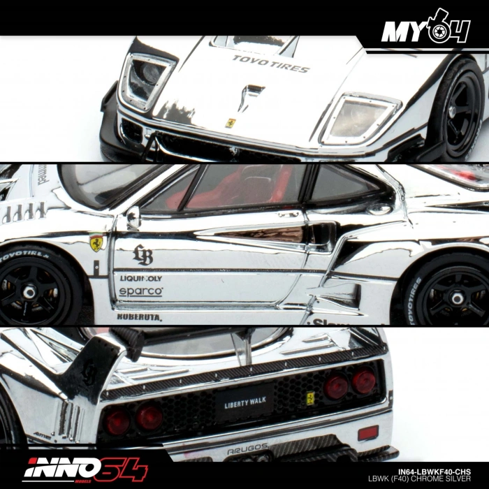 Inno 1/64 LBWK (F40) Chrome Silver