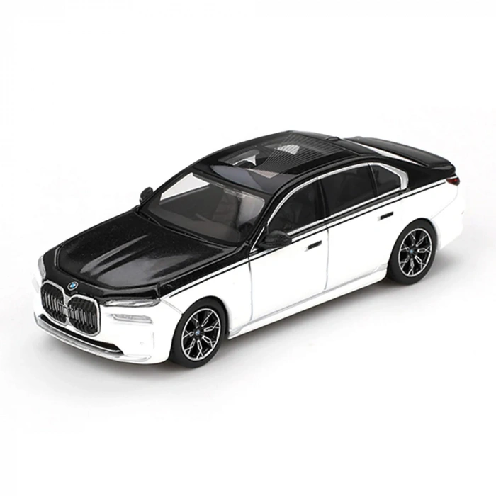 Mini GT 1/64 BMW i7 xDrive60 Alpine White / Black Sapphire - Blister Paket MGT00959-BL