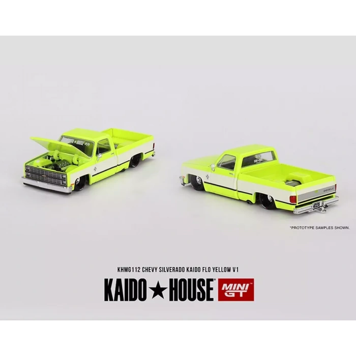 Mini GT 1/64 Chevrolet Silverado KAIDO Flo Yellow V1