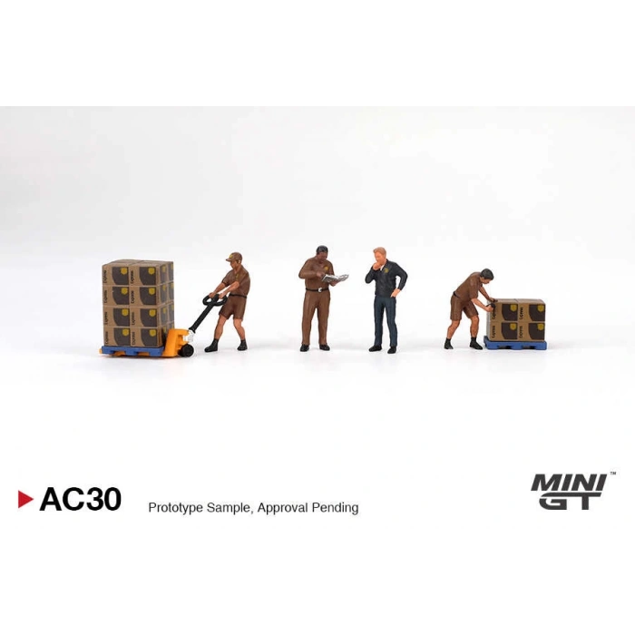 Mini GT 1/64 Figurine: UPS Driver and workers MGTAC30