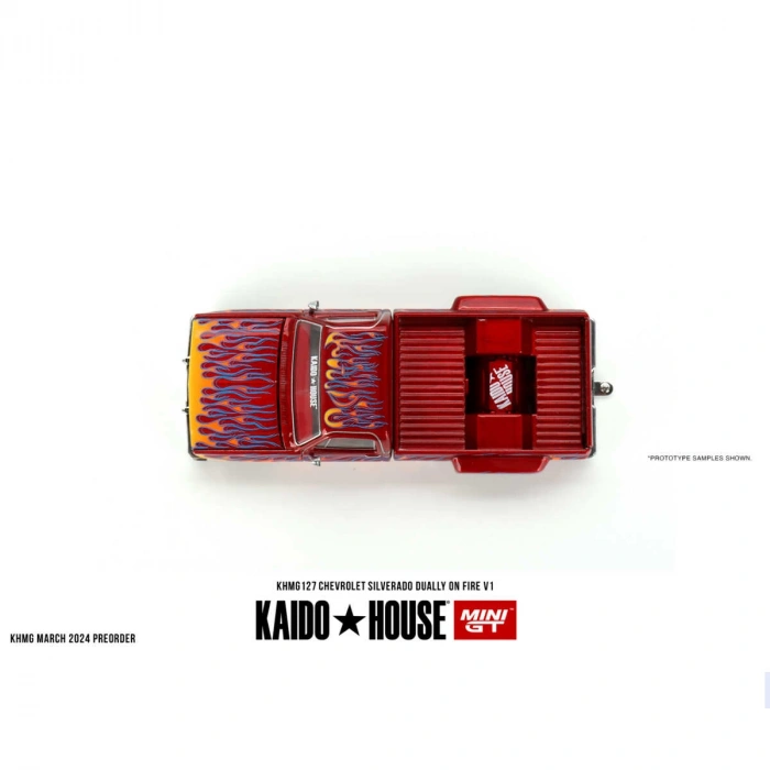 Mini GT 1/64 KaidoHouse Chevrolet Silverado Dually on Fire V1