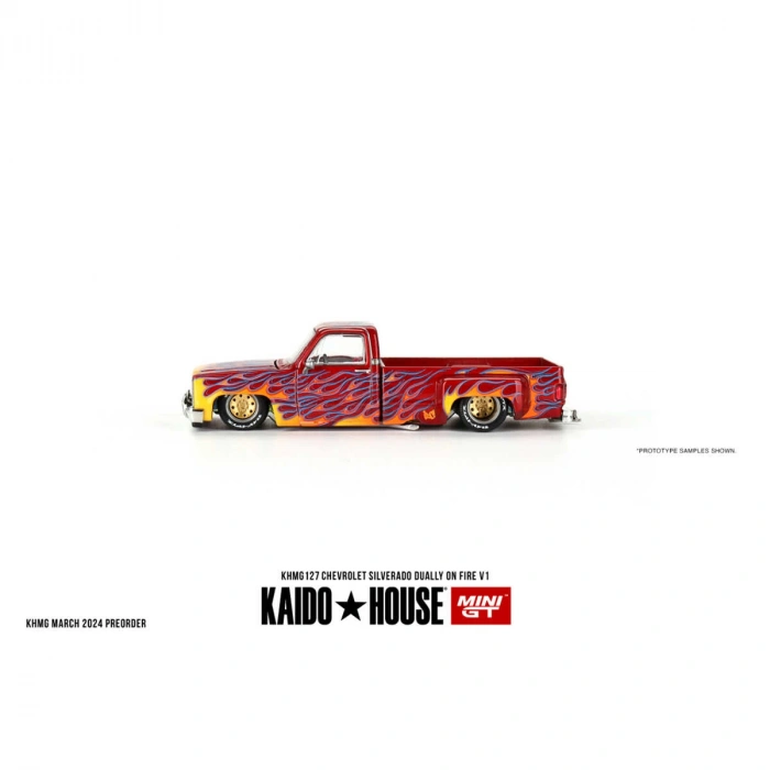 Mini GT 1/64 KaidoHouse Chevrolet Silverado Dually on Fire V1