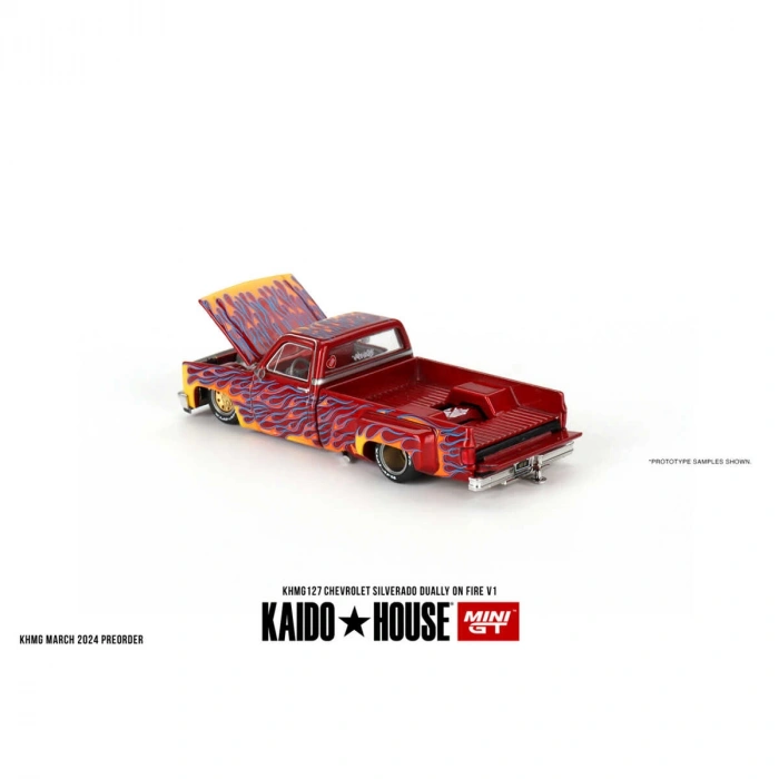 Mini GT 1/64 KaidoHouse Chevrolet Silverado Dually on Fire V1