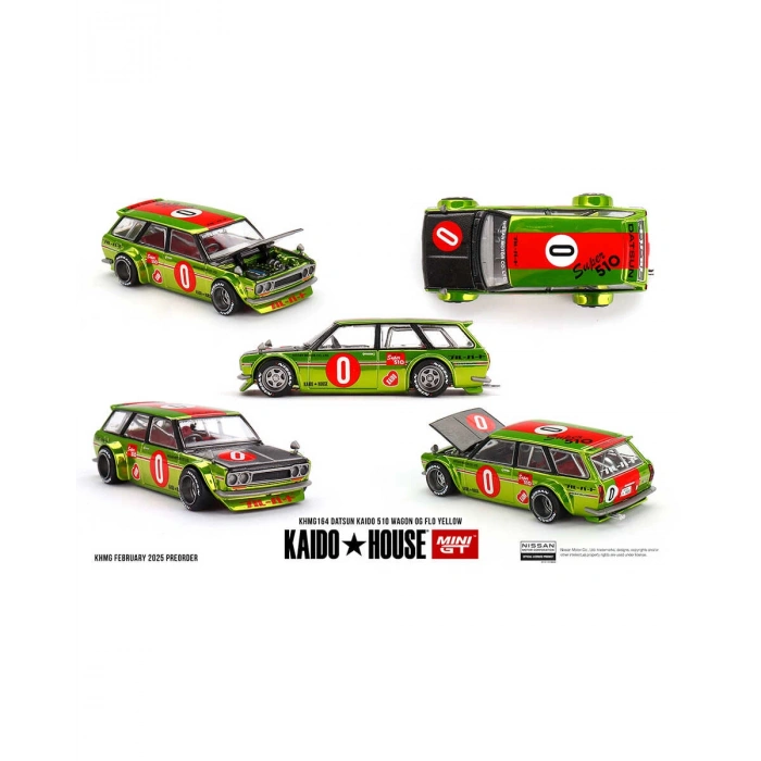 Mini GT 1/64 KaidoHouse Datsun KAIDO 510 Wagon OG Flo Yellow