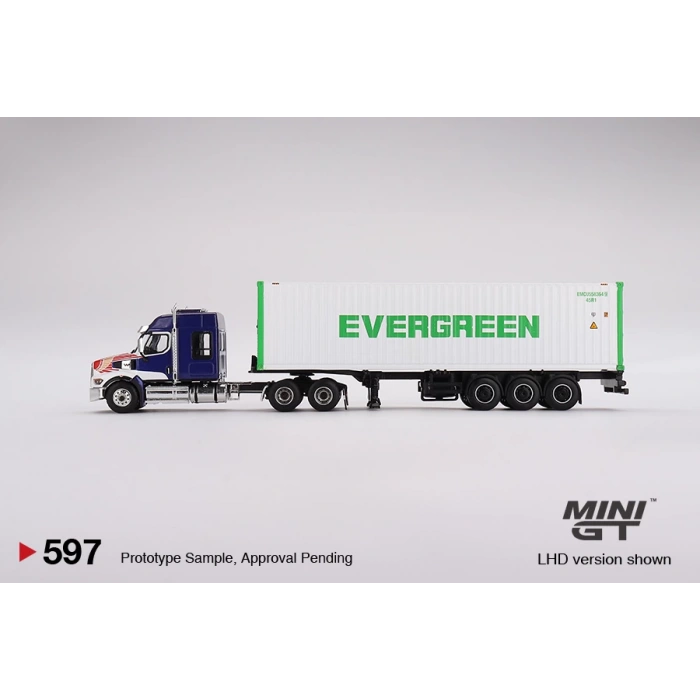 Mini GT 1/64 Western Star 49X Blue w/ 40 Reefer Container EVERGREEN