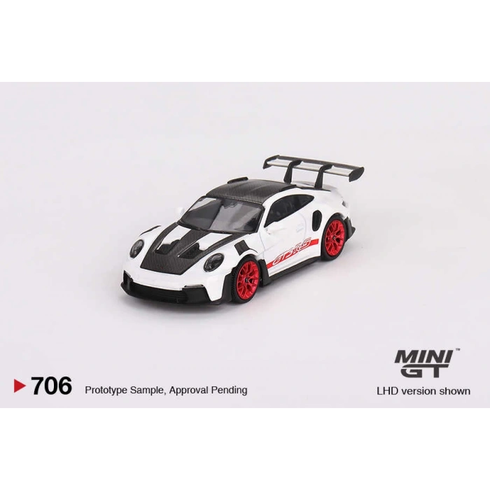 Mini GT 164 Porsche 911 (992) GT3 RS Weissach Package White with Pyro Red MGT00706