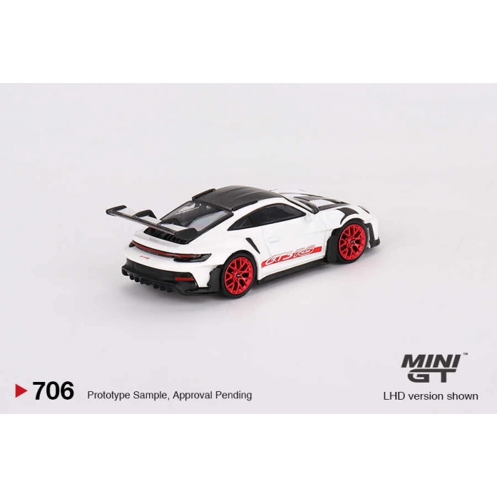 Mini GT 164 Porsche 911 (992) GT3 RS Weissach Package White with Pyro Red MGT00706