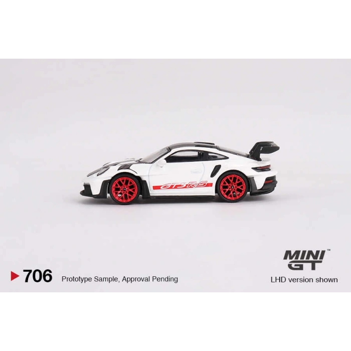 Mini GT 164 Porsche 911 (992) GT3 RS Weissach Package White with Pyro Red MGT00706