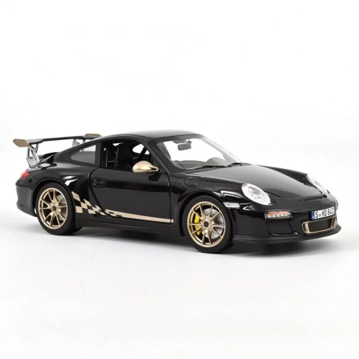 Norev 1/18 Porsche 911 GT3 RS 2009 Black & White Gold Metallic