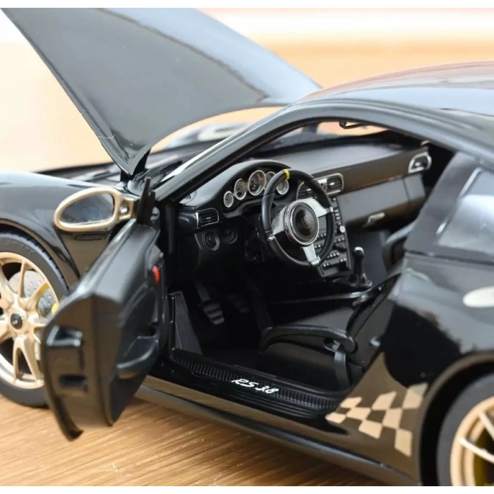 Norev 1/18 Porsche 911 GT3 RS 2009 Black & White Gold Metallic