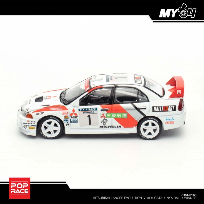 Pop Race 1/64 Mitsubishi Lancer Evolution IV 1997 Catalunya Rally Winner
