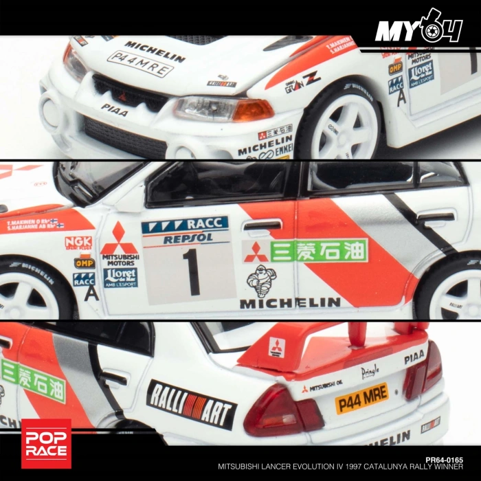 Pop Race 1/64 Mitsubishi Lancer Evolution IV 1997 Catalunya Rally Winner