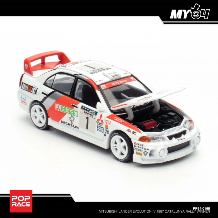 Pop Race 1/64 Mitsubishi Lancer Evolution IV 1997 Catalunya Rally Winner