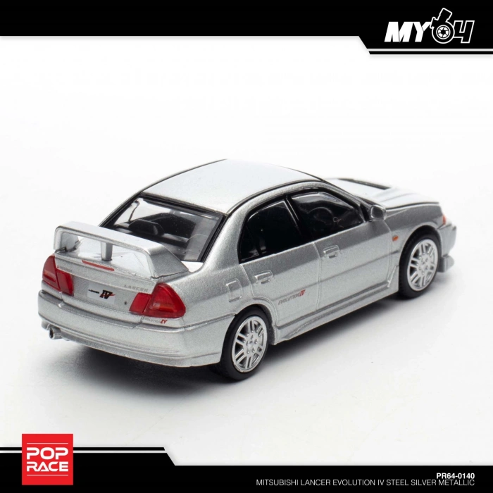 Pop Race 1/64 Mitsubishi Lancer Evolution IV Steel Silver Metallic