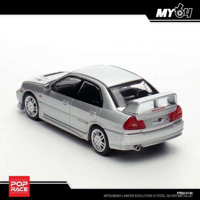 Pop Race 1/64 Mitsubishi Lancer Evolution IV Steel Silver Metallic