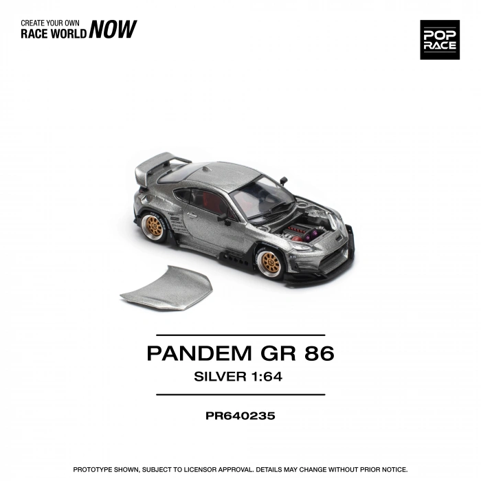 Pop Race 1/64 Pandem GR86 Silver
