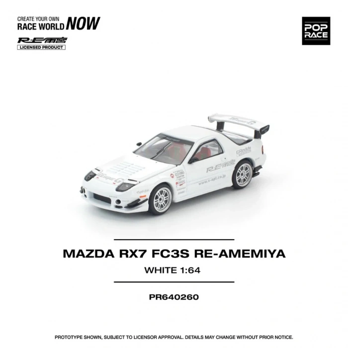 Pop Race PR64260 1/64 Mazda RX7 FC3S Re-Amemiya - White