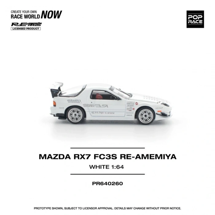 Pop Race PR64260 1/64 Mazda RX7 FC3S Re-Amemiya - White