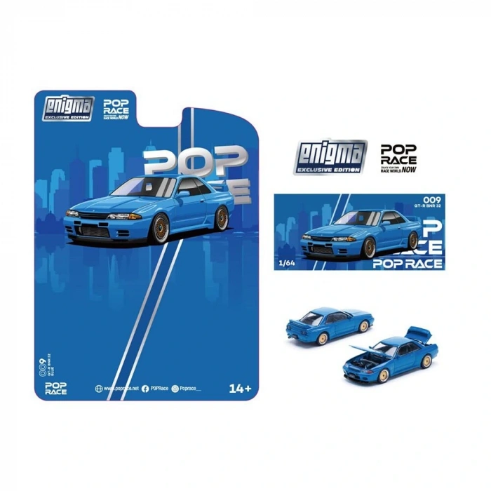 Pop Race PRE009 1/64 NISSAN SKYLINE R32 BAYSIDE BLUE
