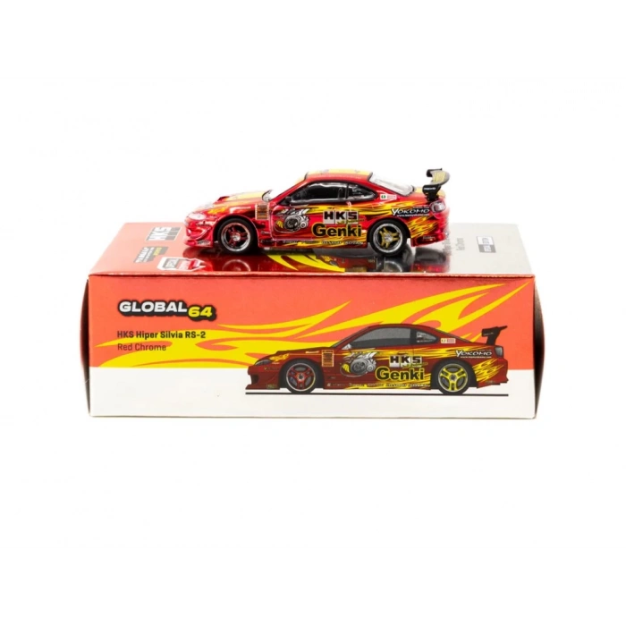 Tarmac Works 1/64 HKS Hyper Silvia RS2 Chrome Red - Tokyo Auto Salon 2025 Special Edition