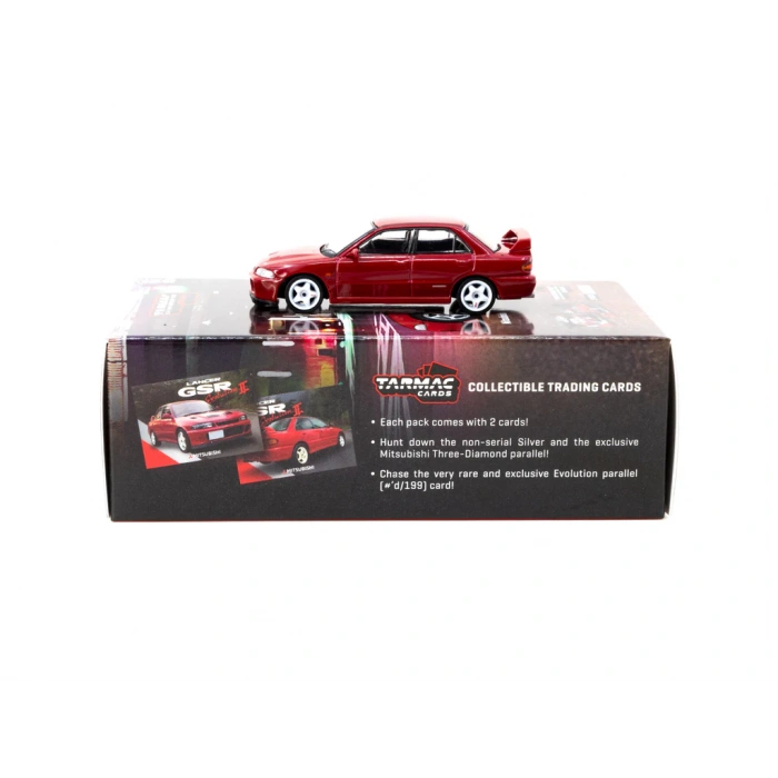 Tarmac Works 1/64 Mitsubishi Lancer GSR Evolution II Red with Tarmac Cards - GLOBAL64
