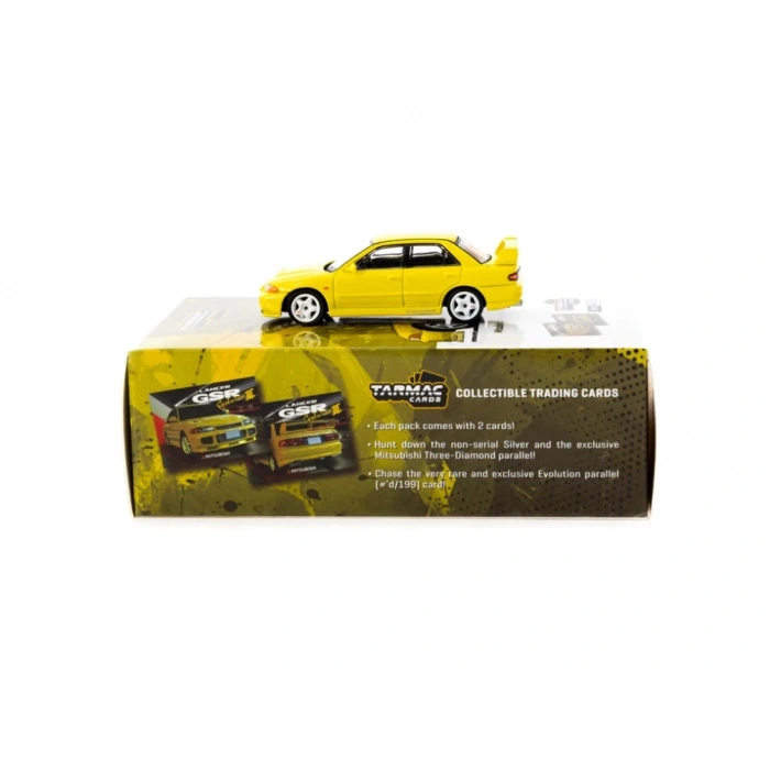 Tarmac Works 1/64 Mitsubishi Lancer GSR Evolution III Yellow with Tarmac Cards