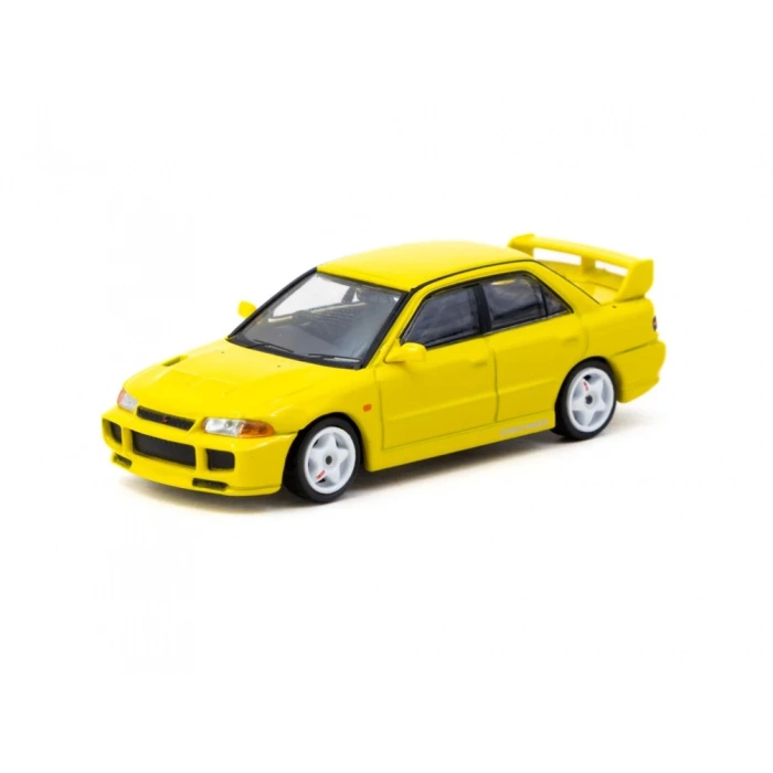 Tarmac Works 1/64 Mitsubishi Lancer GSR Evolution III Yellow with Tarmac Cards