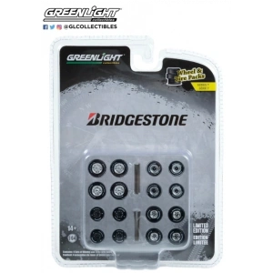 GreenLight 1/64 Auto Body Shop Wheel And Tire Pack Bridgestone Tyres