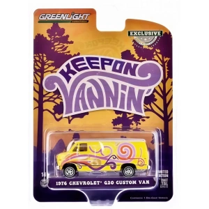 Greenlight 1/64 Vannin - 1976 Chevrolet G20 Custom Van - Yellow with Swirls