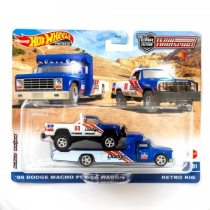 Hot Wheels Premium Team Transport - 80 Dodge Macho Power Wagon & Retro Rig
