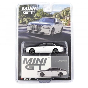 Mini GT 1/64 BMW i7 xDrive60 Alpine White / Black Sapphire - Blister Paket MGT00959-BL