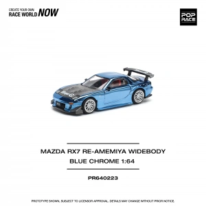 Pop Race 1/64 Mazda RX7 RE-Amemiya Widebody Blue Chorme