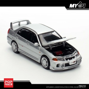 Pop Race 1/64 Mitsubishi Lancer Evolution IV Steel Silver Metallic
