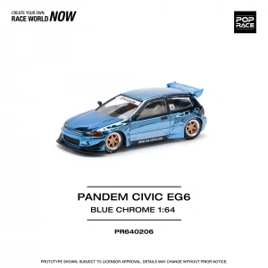 Pop Race PR40206 1/64 Pandem Honda Civic EG6 Blue Chrome